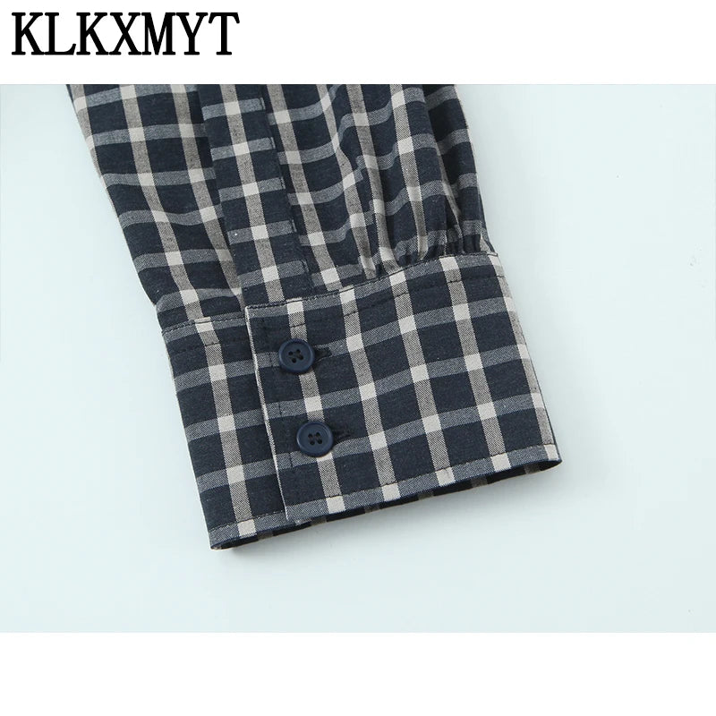 Plaid Irregular Patchwork Bow Shirts
