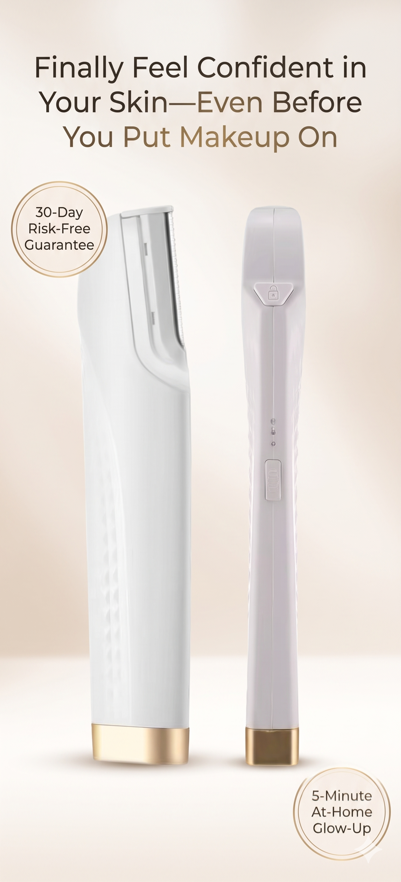 Sonic Lighted Electric Razor Shaver for Eyebrow Facial Hair Removal, Flawless Dermaplaning Tool with 6 Replacement Blades