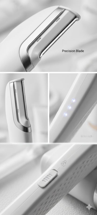 Sonic Lighted Electric Razor Shaver for Eyebrow Facial Hair Removal, Flawless Dermaplaning Tool with 6 Replacement Blades