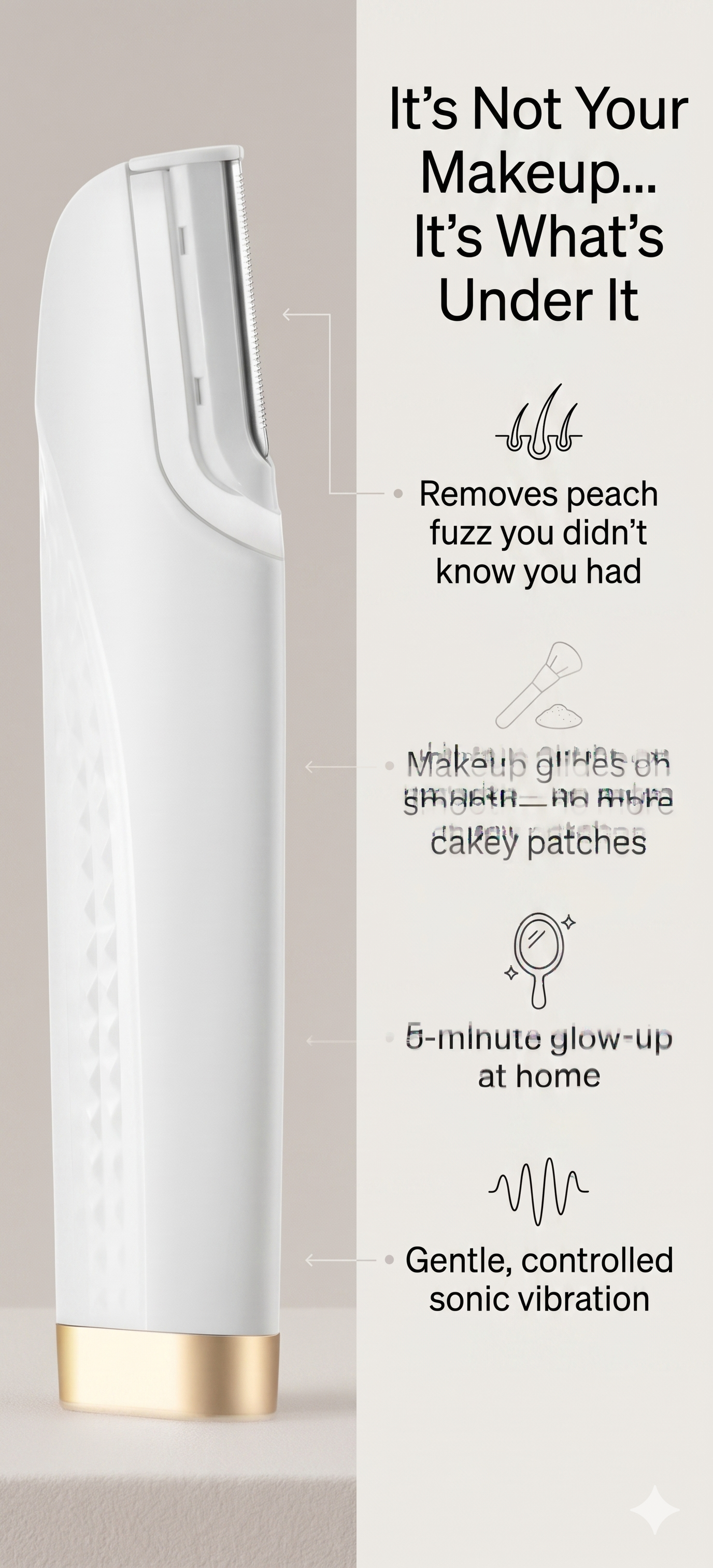 Sonic Lighted Electric Razor Shaver for Eyebrow Facial Hair Removal, Flawless Dermaplaning Tool with 6 Replacement Blades
