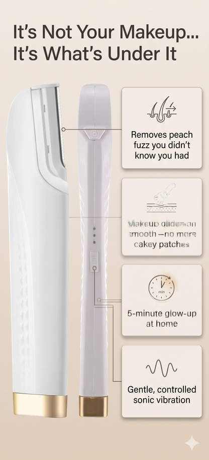 Sonic Lighted Electric Razor Shaver for Eyebrow Facial Hair Removal, Flawless Dermaplaning Tool with 6 Replacement Blades