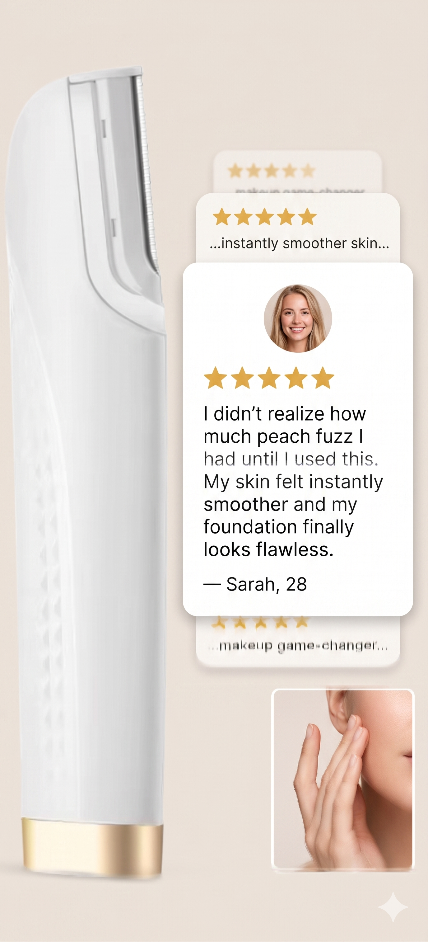 Sonic Lighted Electric Razor Shaver for Eyebrow Facial Hair Removal, Flawless Dermaplaning Tool with 6 Replacement Blades
