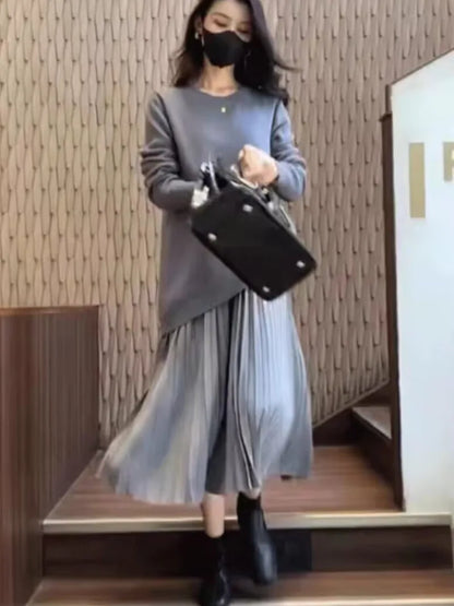 Womens Midlength Bottoming Knit Dress