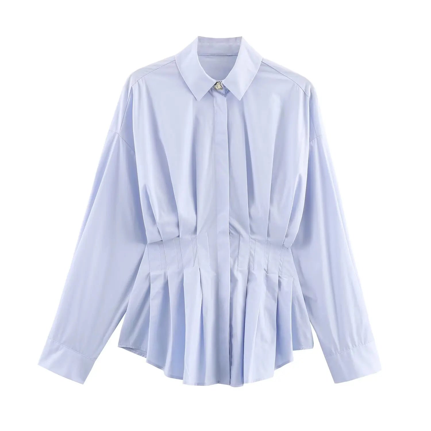 BSAY white Pleated waist Poplin Shirt