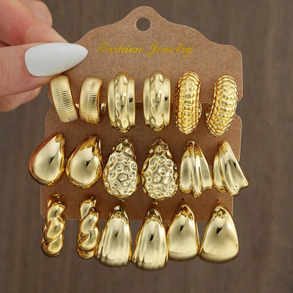 Set Vintage Punk Waterdrop Hoop Earring