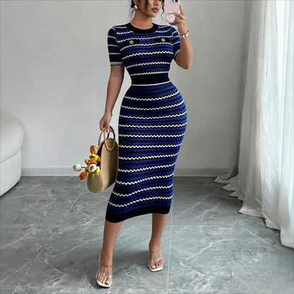 Women's Blue Geometric Dress