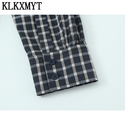 Plaid Irregular Patchwork Bow Shirts