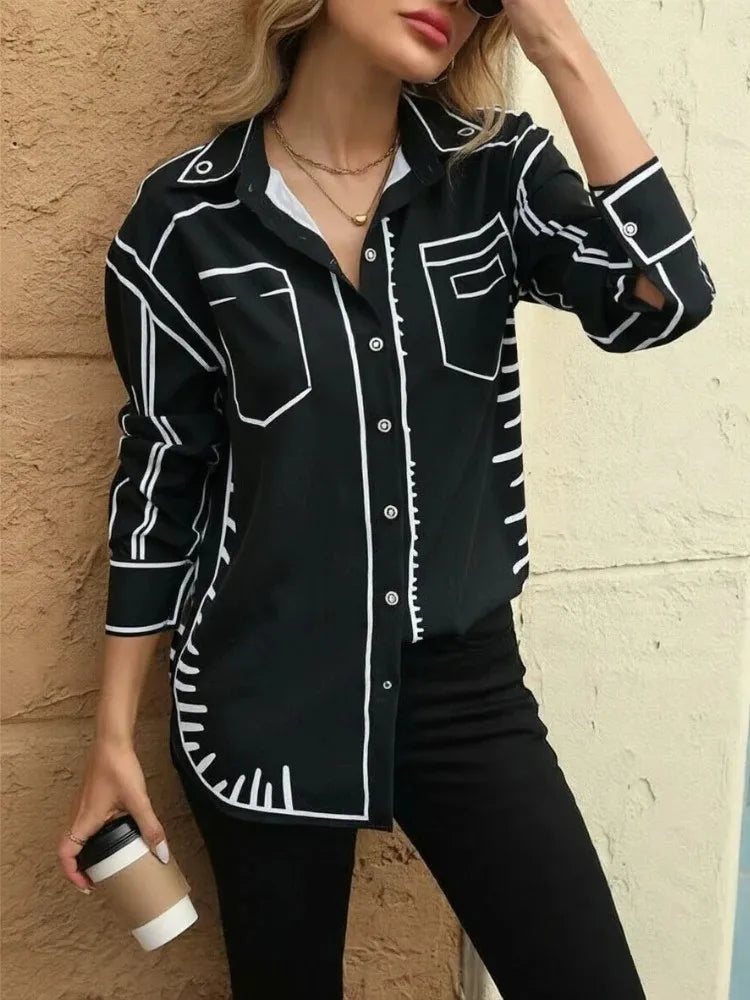 Fashion printed ladies shirts