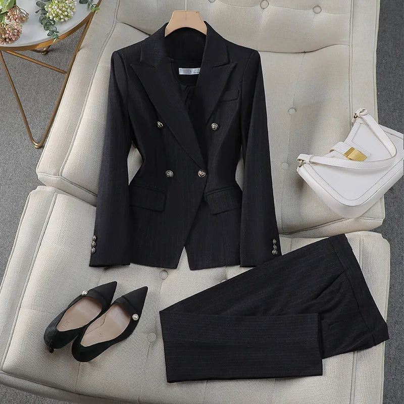 Official Interview Formal Blue Blazer Women High-end Pant Suit