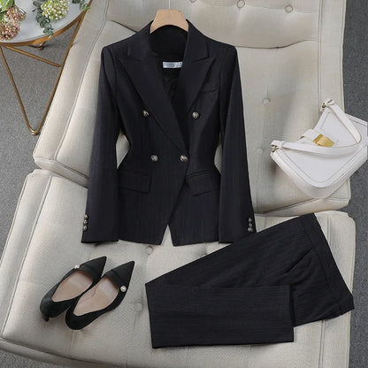 Official Interview Formal Blue Blazer Women High-end Pant Suit