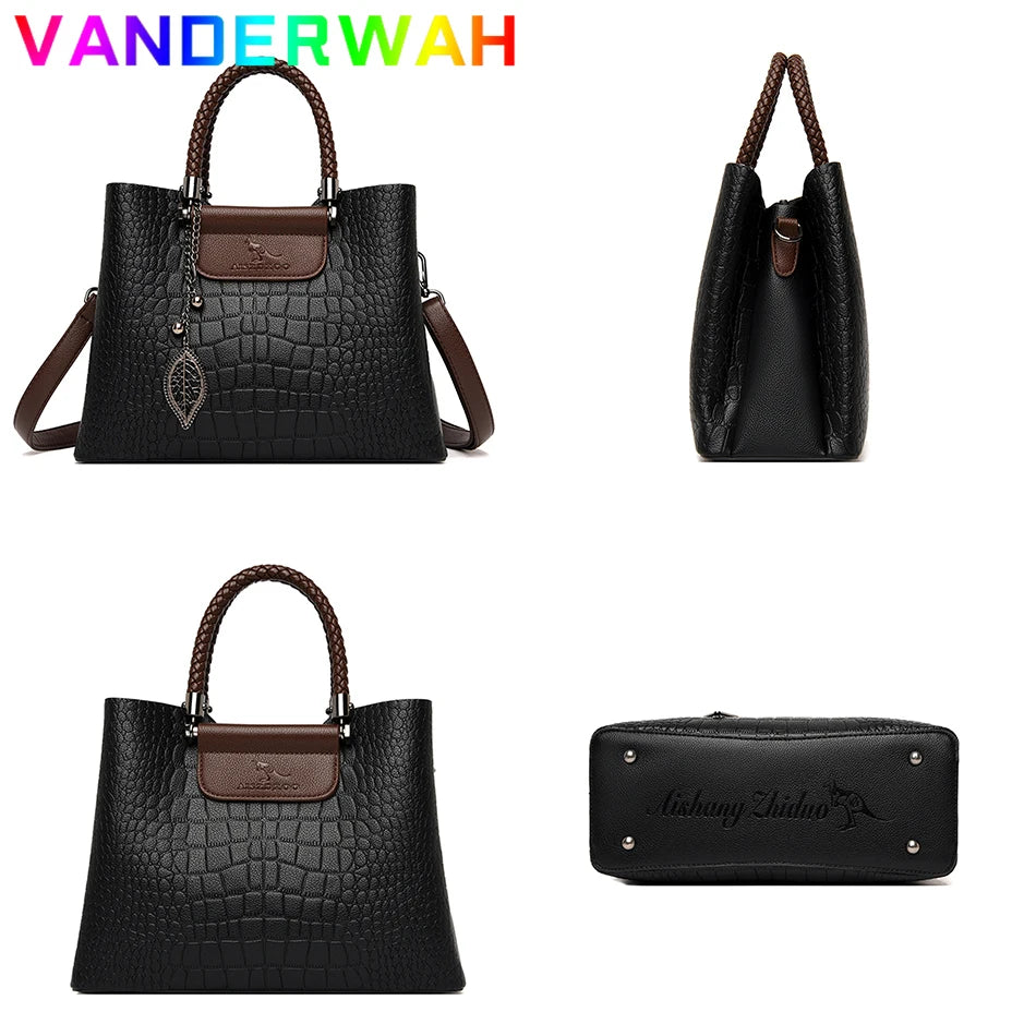 Brand Leather 3 Layers Alligator Crossbody Collection Bags