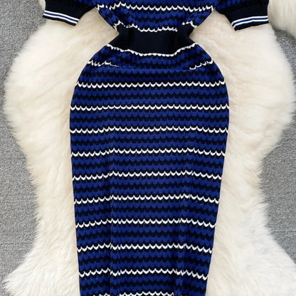 Women's Blue Geometric Dress