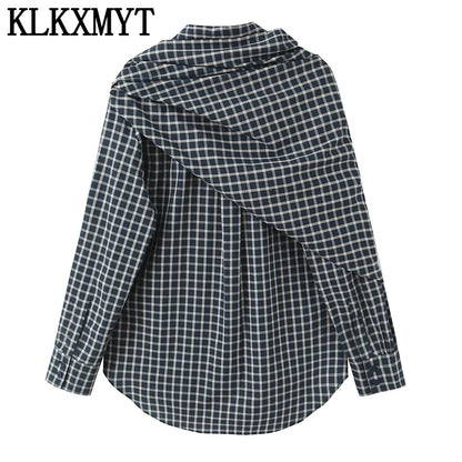 Plaid Irregular Patchwork Bow Shirts