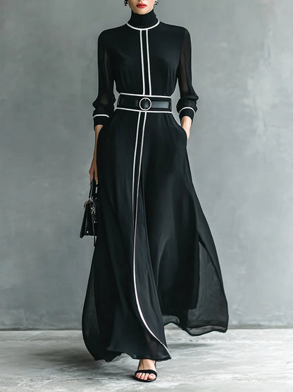 French Elegant Chiffon Maxi Dress