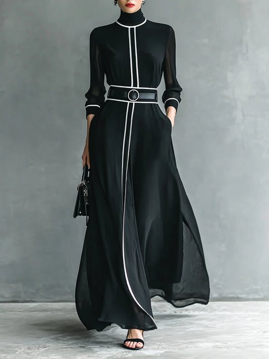 French Elegant Chiffon Maxi Dress
