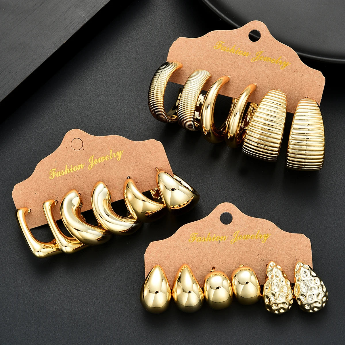 Set Vintage Punk Waterdrop Hoop Earring