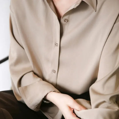 Elegant Satin Loose Women Shirt