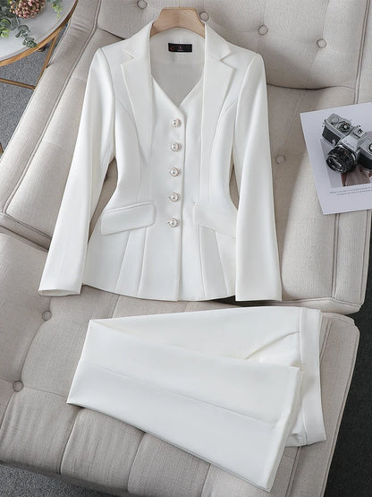 Fashion White Red Black Blazer Jacket And Pant Suit