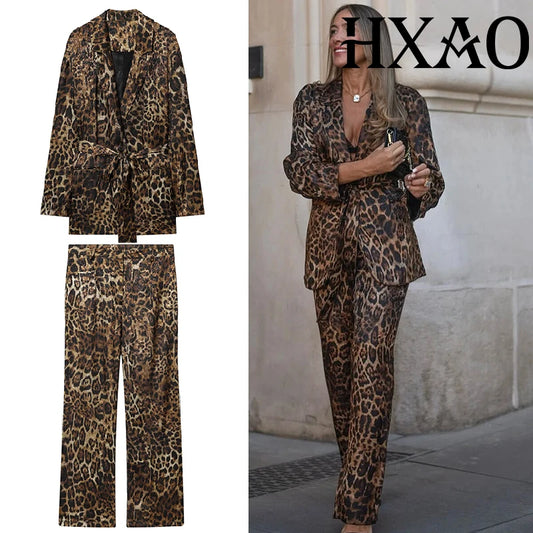 HXAO Leopard Pants Sets 2 Piece Set