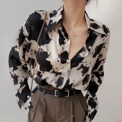 Spring Cow Print Button Up Shirts