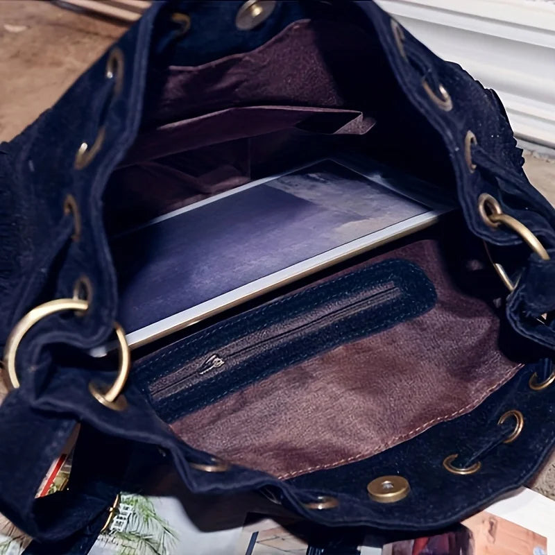 Fashion Soft Velvet Frosted Tassel Bag