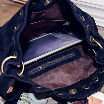 Fashion Soft Velvet Frosted Tassel Bag