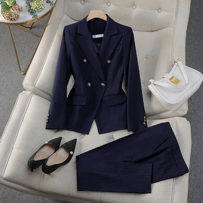 Official Interview Formal Blue Blazer Women High-end Pant Suit