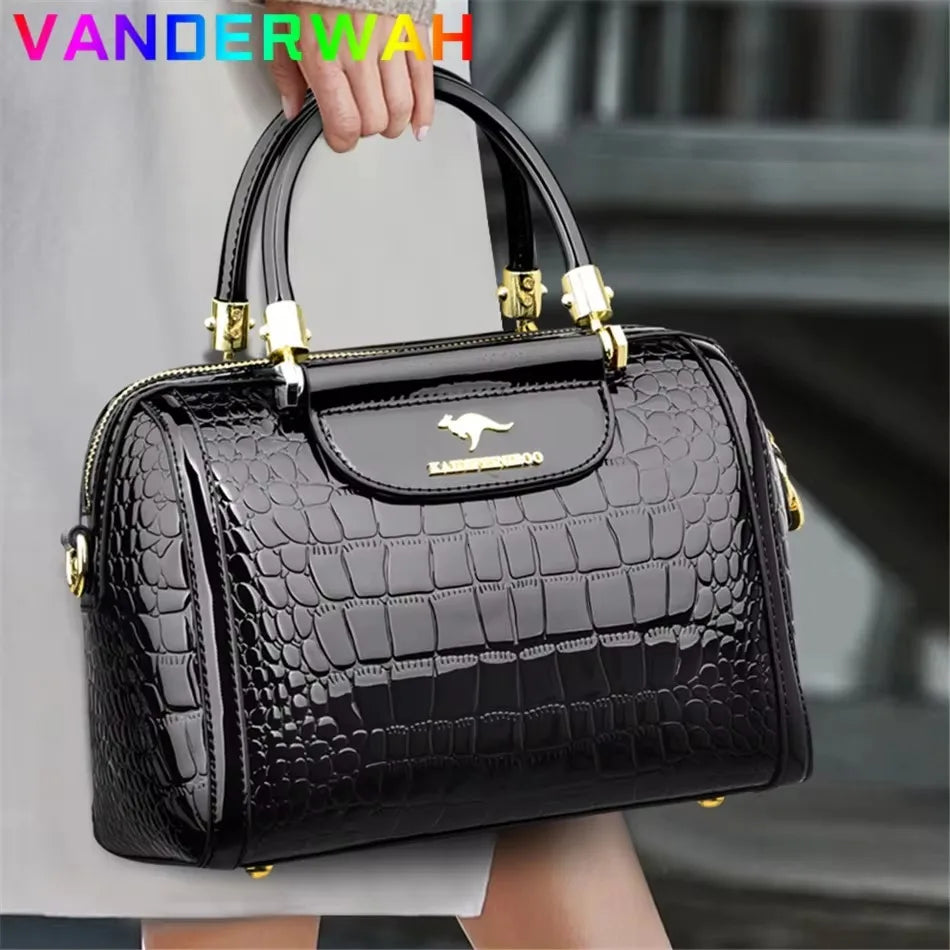 Brand Leather 3 Layers Alligator Crossbody Collection Bags