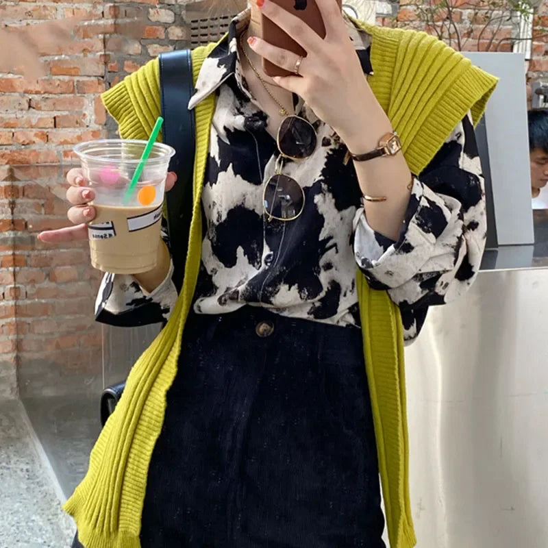 Spring Cow Print Button Up Shirts