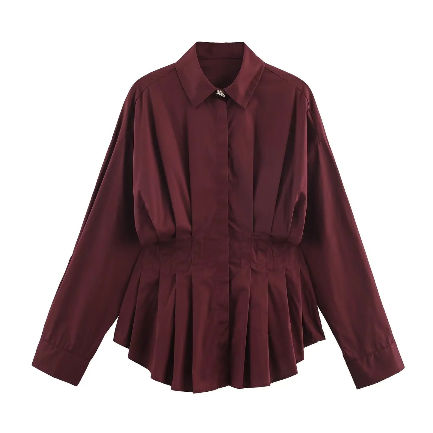 BSAY white Pleated waist Poplin Shirt