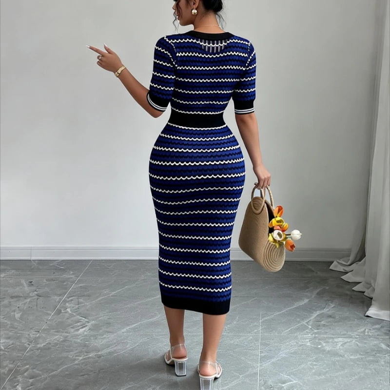 Women's Blue Geometric Dress