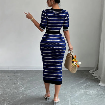 Women's Blue Geometric Dress