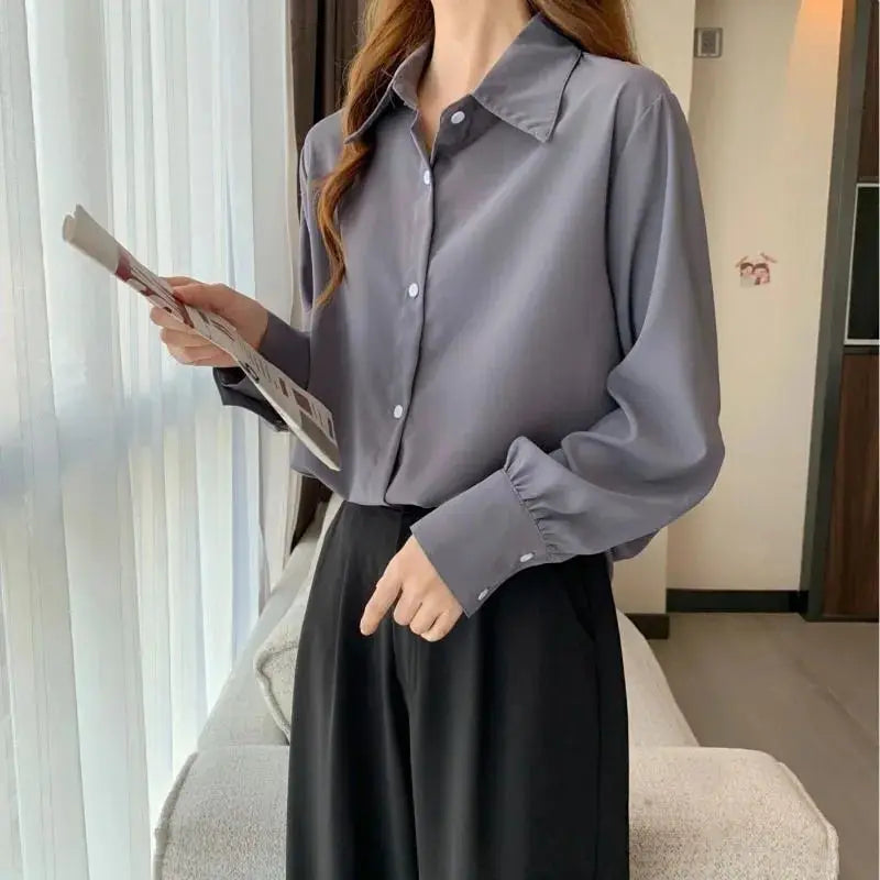 GIDYQ Women Chiffon White Shirt