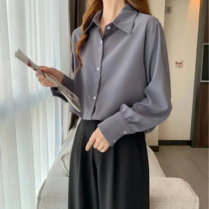 GIDYQ Women Chiffon White Shirt