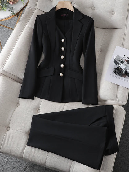 Fashion White Red Black Blazer Jacket And Pant Suit