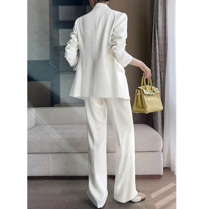 Women Suit 2 Pieces White Double Button