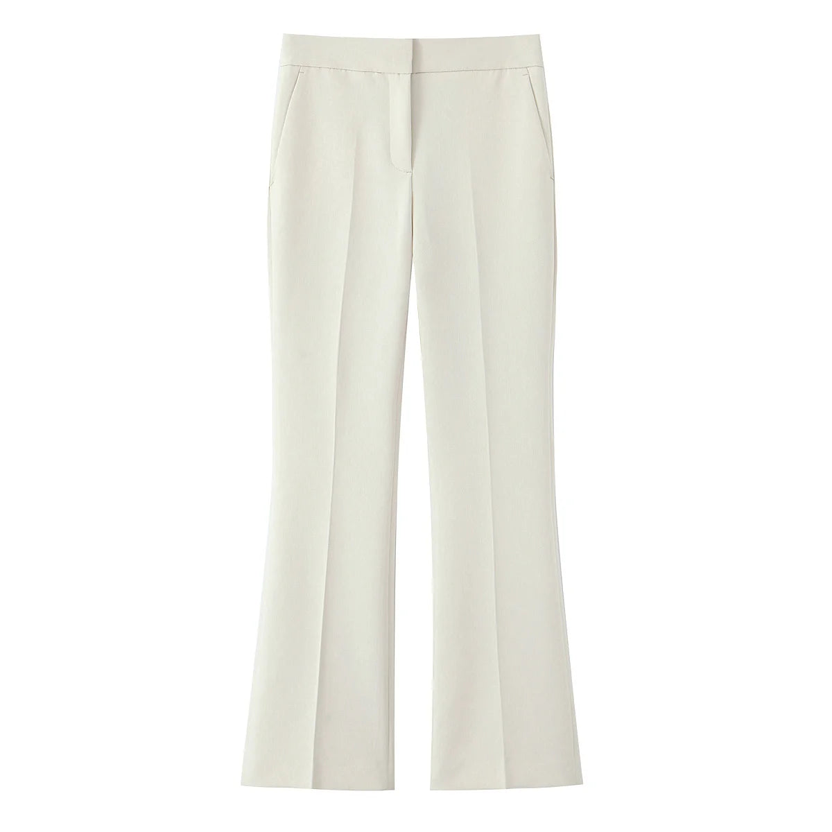 EDSA Women Beige Pants Set O-Neck Blazer Jacket