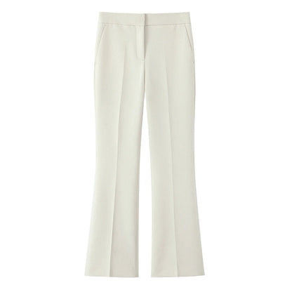 EDSA Women Beige Pants Set O-Neck Blazer Jacket