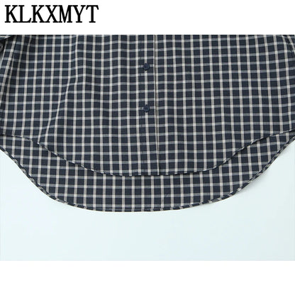 Plaid Irregular Patchwork Bow Shirts