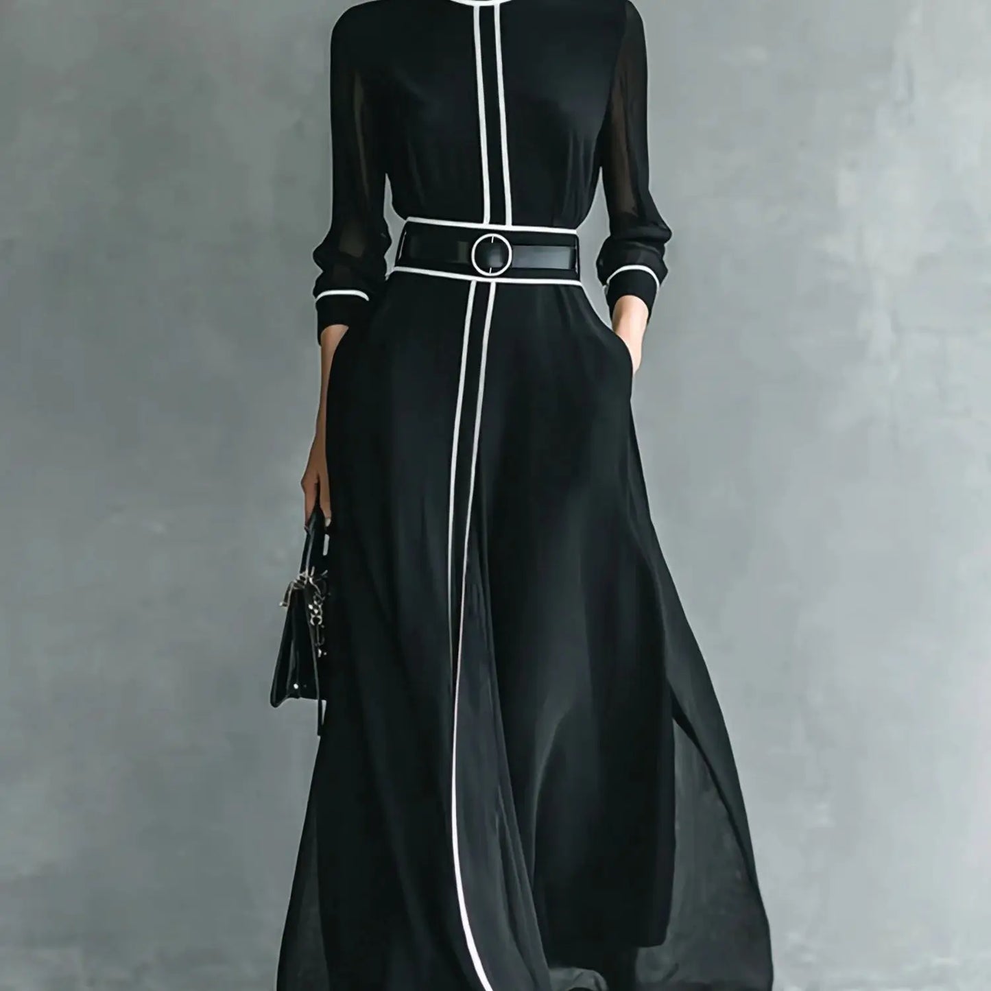 French Elegant Chiffon Maxi Dress