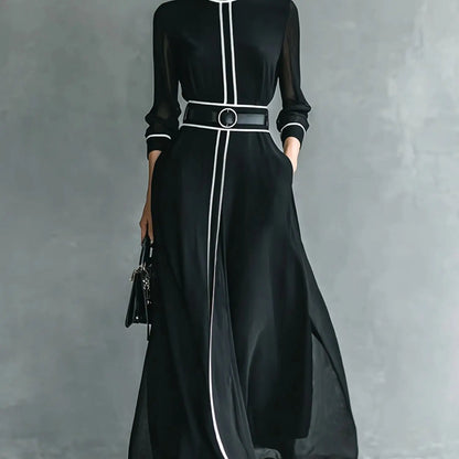 French Elegant Chiffon Maxi Dress