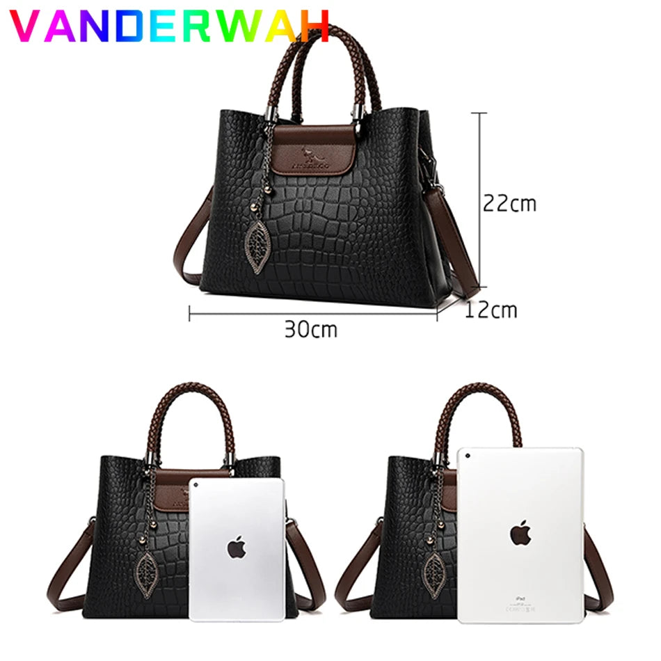 Brand Leather 3 Layers Alligator Crossbody Collection Bags
