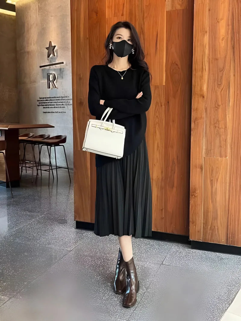 Womens Midlength Bottoming Knit Dress