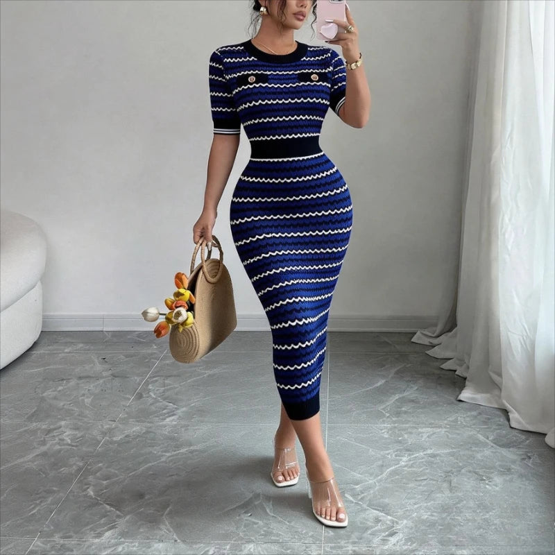 Women's Blue Geometric Dress
