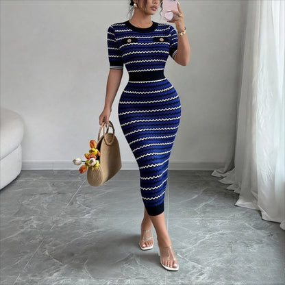 Women's Blue Geometric Dress