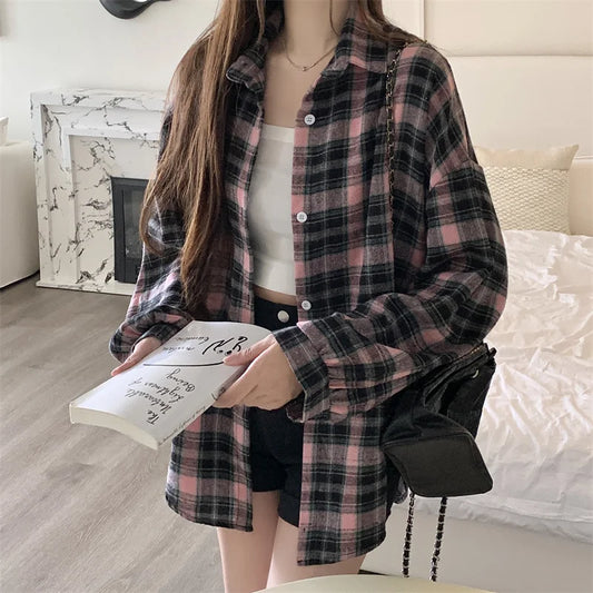 Women Tartan Shirt Long Sleeve