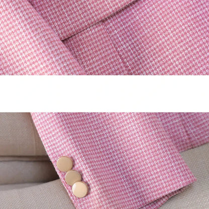 Luxury Small Women Pink Blazer Ladies Professional Suit