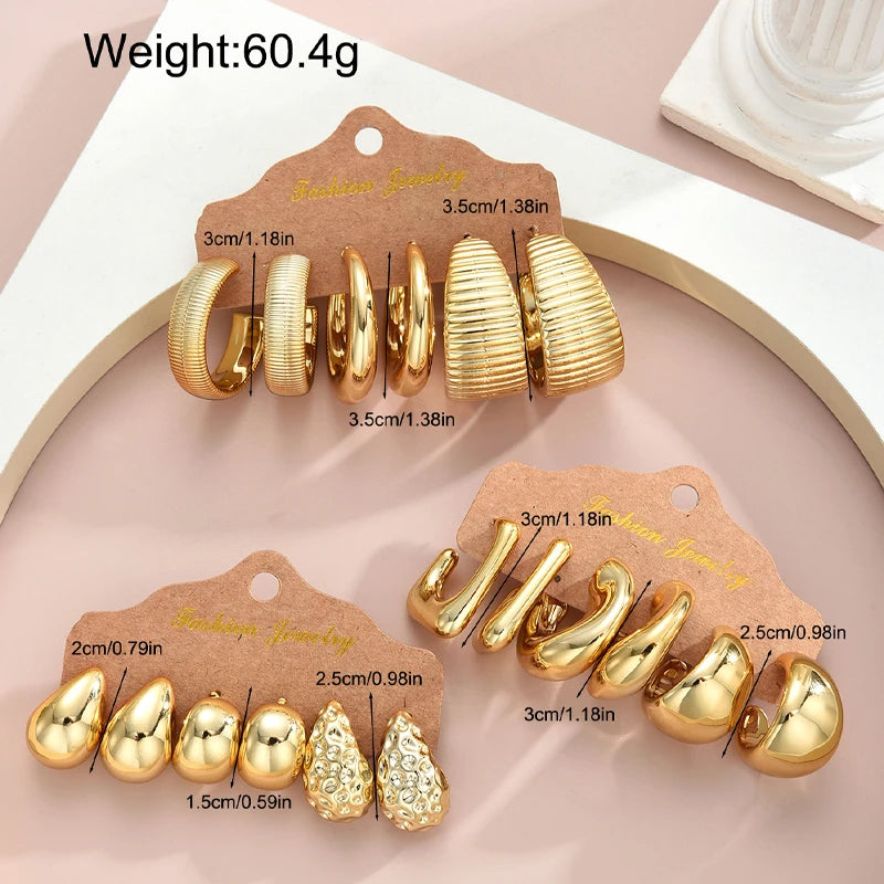 Set Vintage Punk Waterdrop Hoop Earring