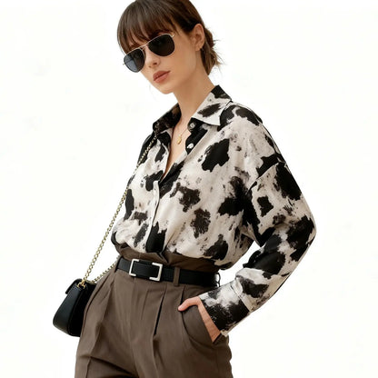 Spring Cow Print Button Up Shirts