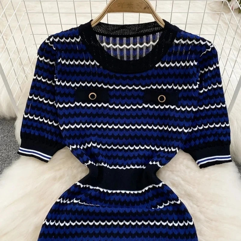 Women's Blue Geometric Dress